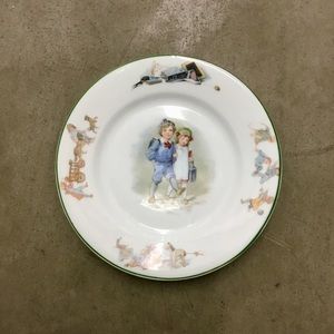Vintage hand painted children’s plate, Antique art